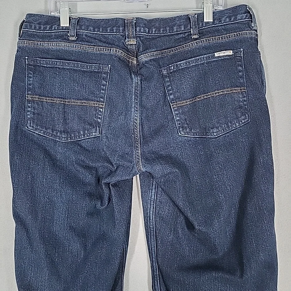 Carhartt Flannel Lined Straight Jeans Women's 16 Regular Blue Plaid Workwear‎